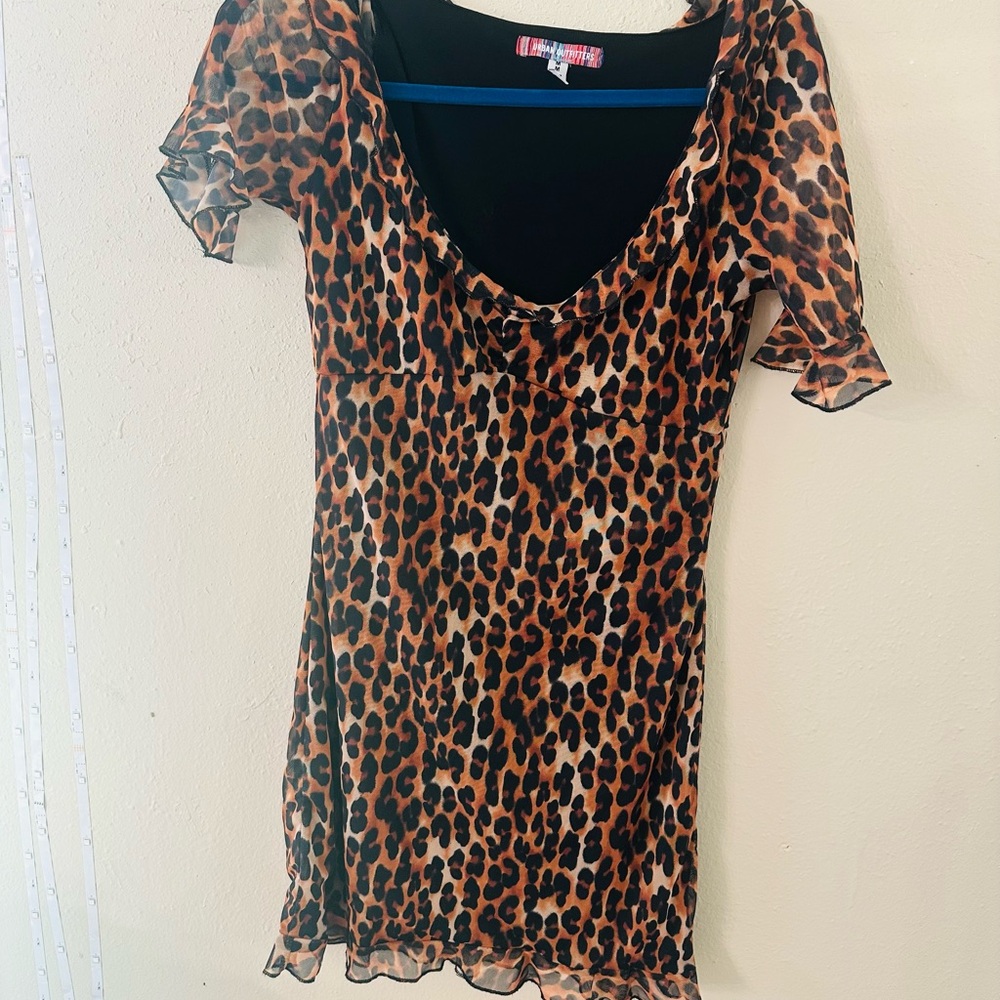 Urban Outfitters Black and Tan Leopard Print Dress